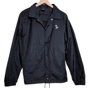 Drake OVO Essentials Windbreaker Coach Jacket Black White Owl Logo Mens Medium
